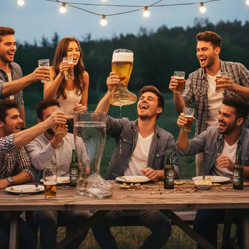 Vista 5 de MyGift Das Boot - Juego de 2 vasos gigantes de cerveza alemana (2 litros)
