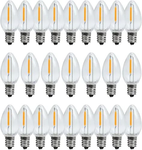 Vista 14 de C7 0.6W 2700K Bombilla LED con base de candelabro estándar E12, luz nocturna de repuesto de 6 unidades Paquete de 4 mazorcas C7