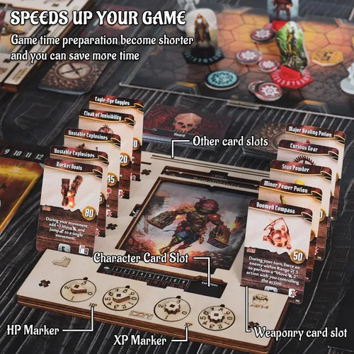Vista 3 de CZYY Character Dashboard Set, 2 Birch Wood Player Boards with HP XP Dials