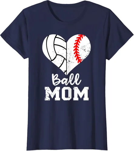 Vista 35 de Ball Mom Heart Funny Baseball Voleibol Mom - Camiseta para mamá, Negro, S
