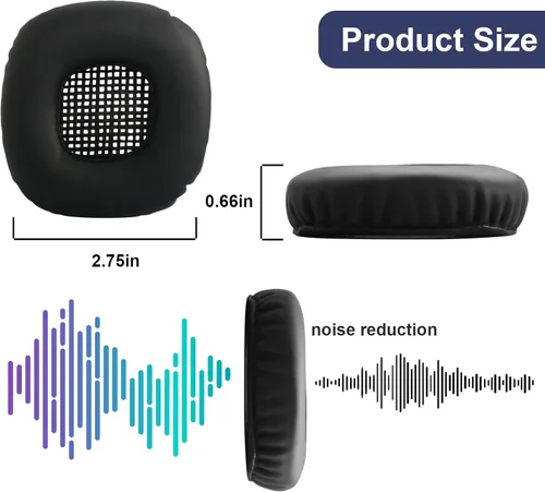 Vista 6 de Major I - Almohadillas de repuesto compatibles con auriculares Bluetooth Marshall Major I/Major II, orejeras de piel de proteína y espuma