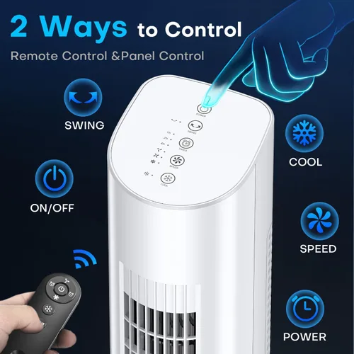 Vista 6 de Aire acondicionado portátil sin ventanas, enfriador de aire evaporativo de 35 pulgadas con 3 velocidades, control remoto y táctil de 25 pies