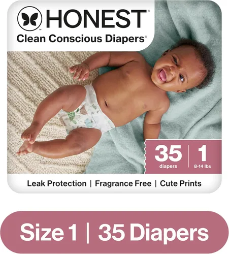 Vista 7 de The Honest Company Comfort Dry Pañales desechables para piel sensible, hasta 100% a prueba de fugas, hipoalergénicos, sin fragancia, Turtle Time