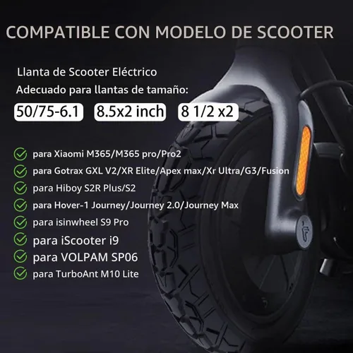 Vista 2 de 2 Pack 50/75-6.1 Off-road Solid Tire, 8 1/2 x2 8.5x2 Scooter tire