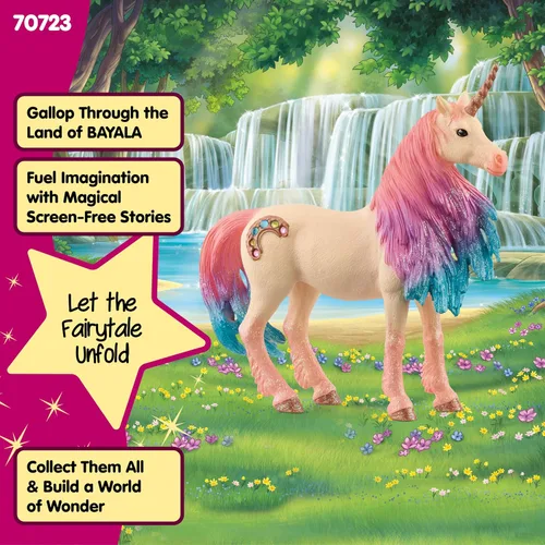 Vista 4 de Schleich Bayala - Figura de yegua de unicornio de malvavisco, juguete de unicornio rosa y azul para niñas y niños, figura de caballo de fantasía