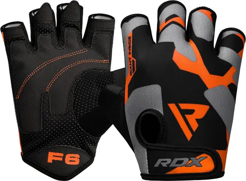 Vista 9 de RDX Guantes de levantamiento de pesas para gimnasio, entrenamiento de fitness, palma acolchada antideslizante, equipo de entrenamiento de fuerza