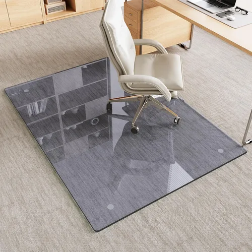 Vista 39 de Alfombrilla de cristal templado gris para silla de 30 x 48