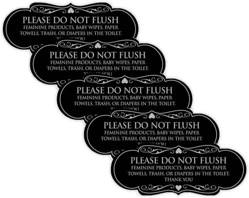 Vista 37 de Signs ByLITA Designer Please Do Not Flush Etiqutte Letrero (negro) - Pequeño 1 paquete