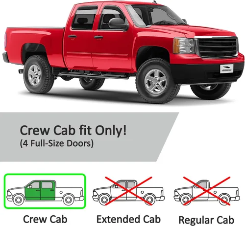 Vista 5 de Voron Glass 220002v - Protectores de lluvia extra duraderos en el canal para camionetas GMC Sierra 2007-2013 de cabina tripulación, deflectores