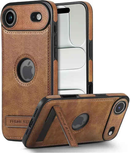 Vista 28 de Funda de cuero para iPhone 13 Pro, funda protectora delgada con función atril a prueba de golpes, soporte invisible integrado compatible con iPhone