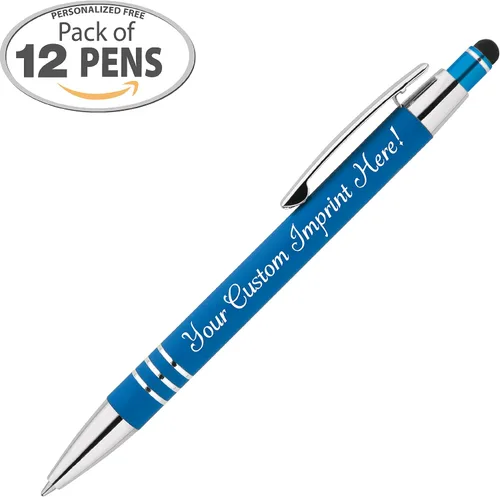 Vista 3 de Bolígrafos personalizados: el bolígrafo Hottie de goma suave al tacto con punta de lápiz óptico es un elegante bolígrafo de metal premium, tinta
