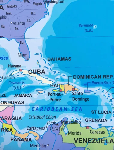 Vista 4 de Academia Maps Vinilo decorativo grande de 53 x 36 pulgadas con mapa del mundo del océano azul Papel tapiz fácil de colgar para pegar y despegar