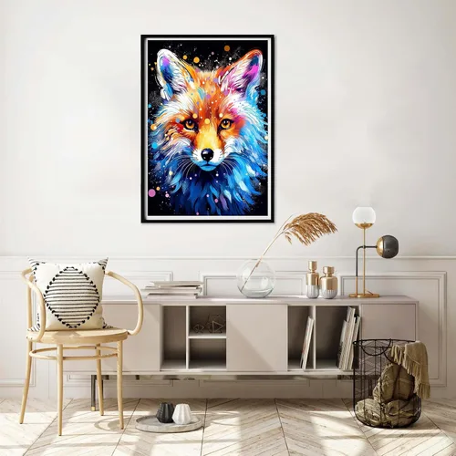 Vista 4 de Yomiie Kits de arte de diamantes 5D para adultos, zorro, pintura con diamantes, pintura al óleo de animales, kit de taladro redondo completo, imagen