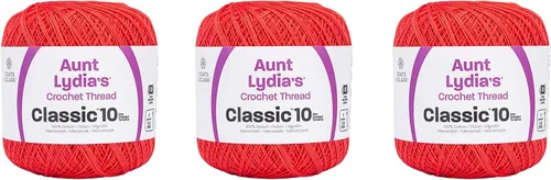 Vista 13 de Aunt Lydia Classic Crochet - Paquete de 3 unidades de 350y/1,049.9 ft - Blanco Antiguo