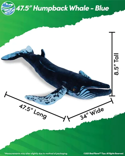 Vista 2 de Real Planet Juguete de peluche de ballena jorobada, regalo realista para niños de todas las edades, peluche grande de ballena oceánica, regalo