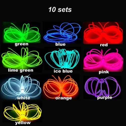 Vista 2 de MaxLax Cable EL, luces de neón portátiles, cable EL 5 en 3.3 ft, alambre electroluminiscente para decoración de Halloween, fiesta de Navidad Ten