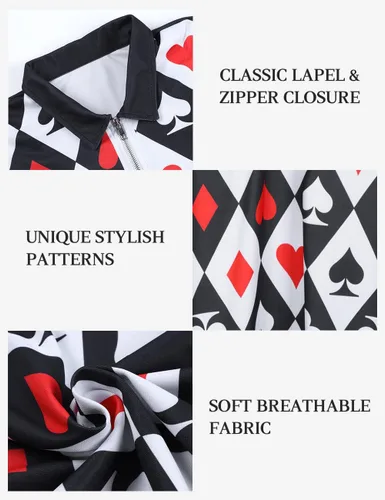 Vista 3 de Hodaweisolp Polo de golf con estampado de manga corta y cremallera para hombre