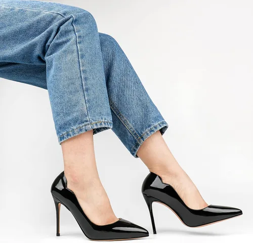 Vista 7 de COLETER Zapatos de vestir con punta puntiaguda de 4 pulgadas para mujer 02 negro