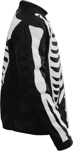 Vista 3 de CHICAGO-FASHIONS Halloween Cosplay - Mens Skeleton Bones Black Leather Jacket - Cafe Racer Biker Skull Motorcycle Jacket