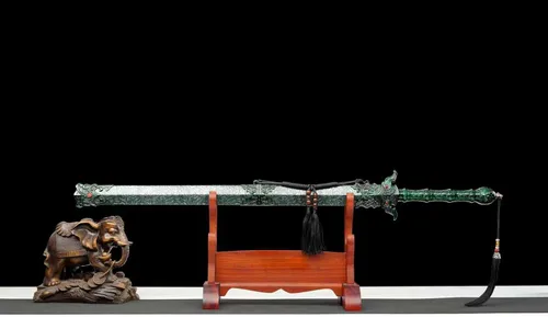 Vista 2 de Espada china Han Jian alto manganeso acero afilado hoja bestia protector de Verde