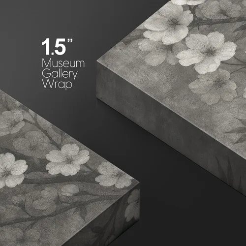 Vista 5 de wall26 Impresión en Lienzo Arte de Pared Flor de Cerezo Monocromática Estilo Vintage Floral Rústico Dramático Duotono Oscuro para Sala de Estar