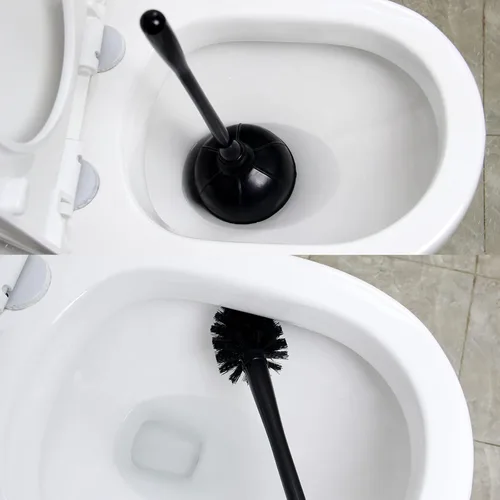Vista 5 de Casaphoria Combo de émbolo de inodoro y cepillo para limpieza de baño, accesorios de baño, negro oscuro, 2