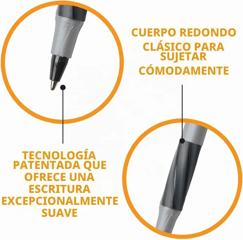 Vista 7 de BIC Bolígrafos Round Stic Grip Xtra Comfort, color negro, punta media (1.2 mm), paquete de 36 unidades, bolígrafos perfectos para escribir