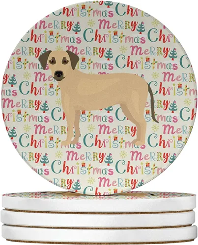 Vista 30 de Abyssinian Sand Terrier Merry Christmas - Posavasos grandes de piedra arenisca (4 unidades)