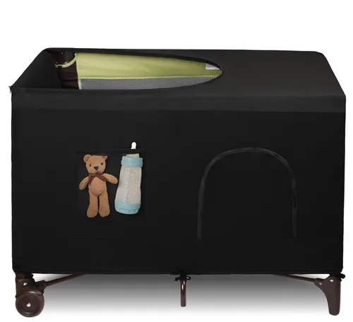 Vista 6 de Dofilachy Funda opaca para Pack N Play, tienda de campaña opaca para cuna, cubierta de toldo, tienda de campaña transpirable para cuna de viaje Negro