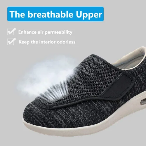 Vista 2 de Zapatos para diabéticos, ligeros y anchos para caminar, con cierres ajustables para edema diabético, fascitis plantar, juanetes, artritis, pies