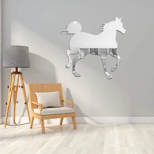 Vista 7 de FOMIYES Decoración para el hogar, espejo acrílico 3D, decoración en forma de caballo, calcomanías de arte de pared autoadhesivas para el hogar, sala