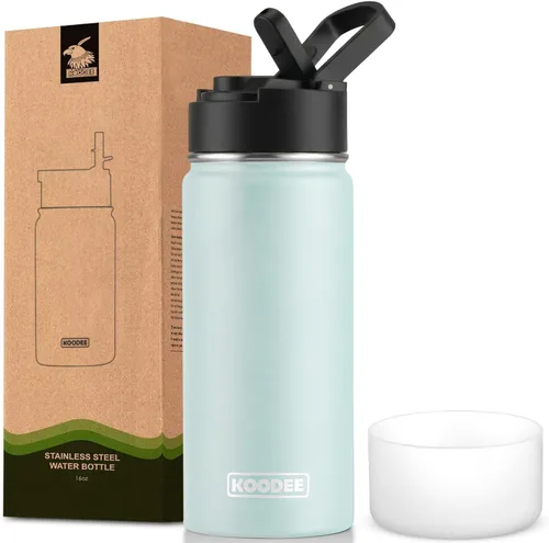 Vista 76 de koodee Botella de agua para niños, botella de agua de acero inoxidable de 12 onzas con aislamiento al vacío para la escuela, botella de agua de boca
