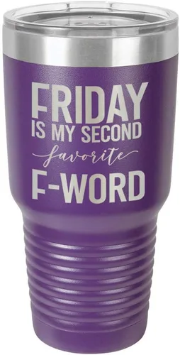 Vista 20 de Viernes es mi segundo favorito F Word negro vaso de 30 oz con paja y tapa superior deslizante Taza de viaje de acero inoxidable Compare con Yeti