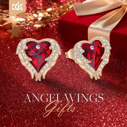 Vista 3 de CDE - aretes de alas de ángel para mujer, chapado en rodio, joyería de Navidad para niñas y mujeres