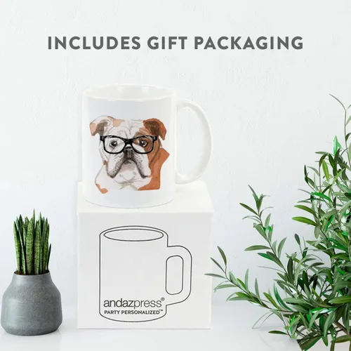 Vista 4 de Andaz Press Funny Preppy Dog Art - Taza de café (1.3 fl oz, 0.4 fl oz), diseño de bulldog inglés en vasos negros, 1 paquete, regalo de Navidad