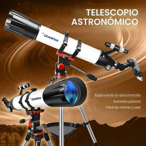 Vista 6 de Dianfan Telescopio, apertura de 90 mm y longitud focal de 800 mm, telescopios para adultos de astronomía, telescopio refractor profesional portátil