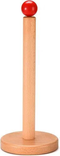 Vista 12 de Soporte para toallas de papel, soporte de rollo de cocina de madera (bola negra)