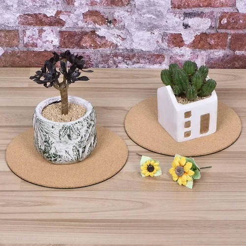 Vista 6 de MECCANIXITY Tapete redondo de corcho para plantas de 10 pulgadas, de plástico, absorbente, impermeable, para maceta de jardín