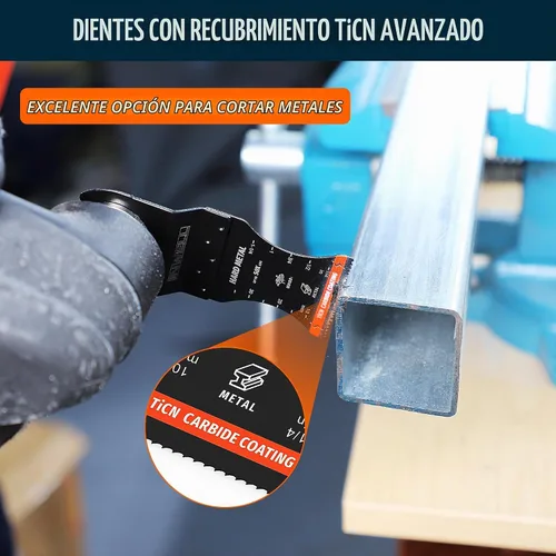 Vista 3 de 3 hojas de sierra oscilantes con revestimiento de carburo TiCN, cuchillas aerodinámicas resistentes para cortar tornillos, clavos, pernos