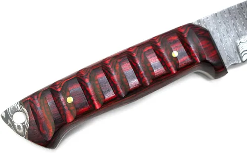 Vista 6 de Titan International Knives Diver Equipo de caza de acero de Damasco de alto y bajo carbono, supervivencia Tanto Point EDC hoja táctica mango