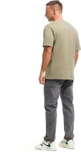 Vista 4 de KLIEGOU - Camiseta de cuello redondo para hombre, 100 % algodón, ajuste holgado, gruesa, de peso pesado