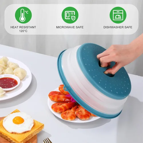 Vista 5 de Hoolerry Paquete de 4 cubiertas de silicona para salpicaduras de microondas para alimentos, juego de utensilios de cocina, cubierta para microondas