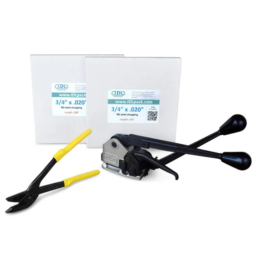 Vista 8 de IDL Packaging Ultimate Kit de flejado de acero de 1/2 pulgada x 200 pies, resistencia a la rotura de 1100 libras - Herramienta de combinación 3