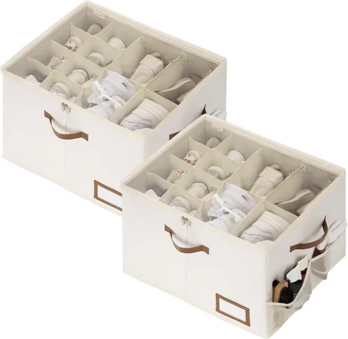 Vista 10 de StorageWorks Organizador de Zapatos para Armario, Cabe hasta 16 Pares, Contenedores de Almacenamiento de Zapatos Cubby con Bolsillo Lateral de Malla