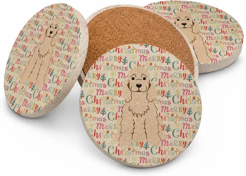 Vista 197 de Abyssinian Sand Terrier Merry Christmas - Posavasos grandes de piedra arenisca (4 unidades)