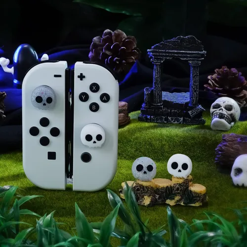 Vista 5 de Juego de 4 agarres para el pulgar de Nintendo Switch Joy-Con Joystick, bonitos accesorios de silicona suave compatibles con Nintendo Switch OLED