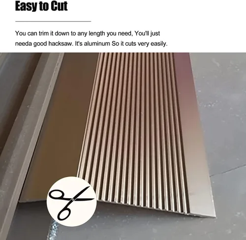 Vista 6 de Doorway Uneven Floor Transition Strip, 90-150cm Long Floor Transition Strip,10cm Extra Wide Door Threshold ramp,self-Adhesive Carpet Edge,Easy to
