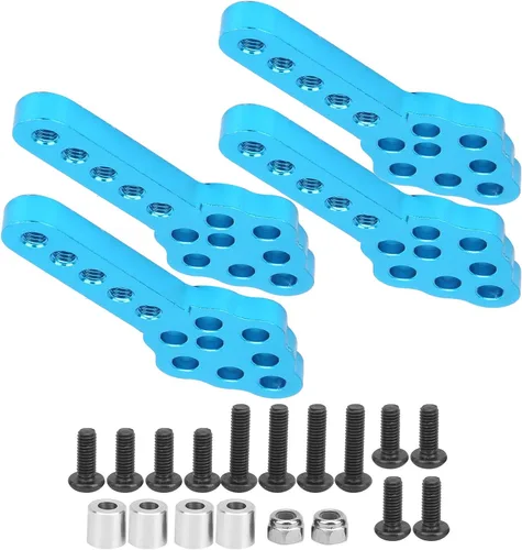Vista 6 de Soporte de amortiguador RC, ángulo de altura ajustable, soporte de choque RC Crawler, 4 piezas de aleación de aluminio azul, para entusiastas de RC