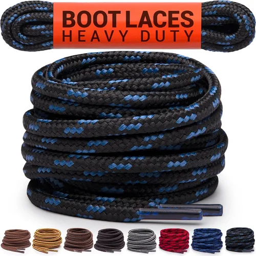 Vista 17 de Agujetas redondas para botas Miscly [1 par], cordones resistentes y duraderos para botas, botas de trabajo y botas de senderismo Negro