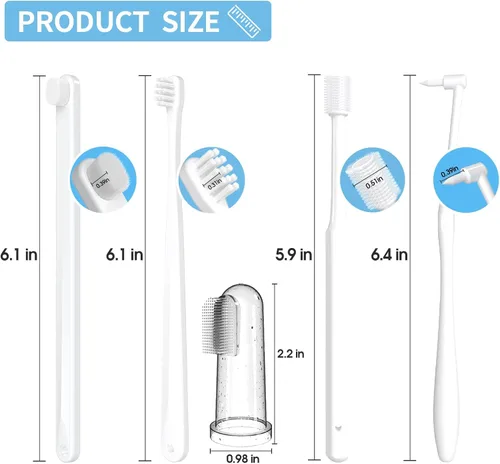 Vista 5 de Kit de cepillo de dientes para perros pequeños y cachorros, cerdas suaves, color blanco Cuidado suave para dientes pequeños. Cepillado